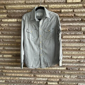 Ryan Michaels Taupe Western Pearl Snap 100% Cotton Shirt Size Small